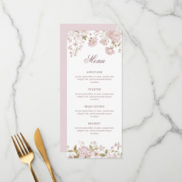 Blush Flowers Klassisches Menü Menükarte
