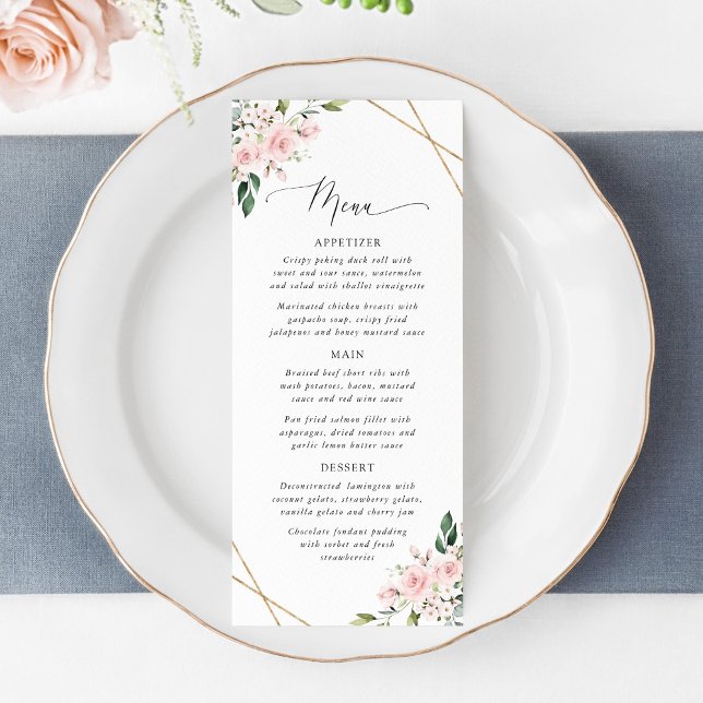 Blush Flowers, Pink Flowers, Boho, Wedding Menu (Créateur téléchargé)