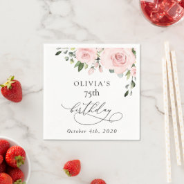 Blush Flowers, Pink Flowers, Greenery, Birthday Serviette