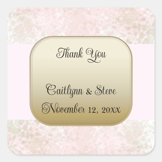 Blush Flush Gold Wedding Square Sticker (Vorderseite)
