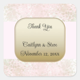 Blush Flush Gold Wedding Square Sticker