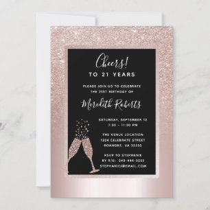 Blush Foil Ombre 21e Invitation de fête d'annivers