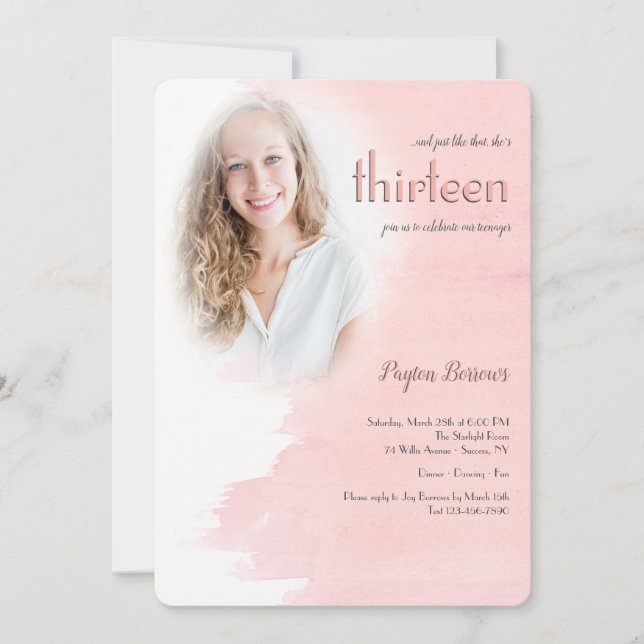Blush Foto Geburtstagsparty Einladungen (Vorderseite)