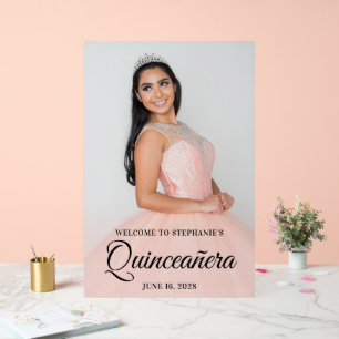 Blush Foto Overlay Elegantes Script Quinceañera Acrylschild