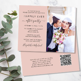 Blush Foto QR Code Hochzeitsempfang Einladung