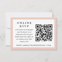 Blush Frame Wedding QR Code Online RSVP Card