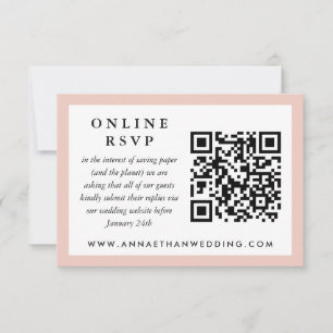 Blush Frame Wedding QR Code Online RSVP Card Karte