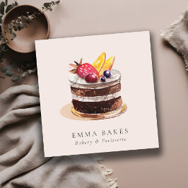 BLUSH FRUIT FLORAL CAKE PATISSERIE CUPCAKE BAKERIE QUADRATISCHE VISITENKARTE