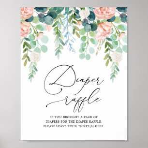 Blush Garden Baby Dusche Windeln Raffle Schild