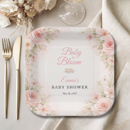 Blush Garden Baby in Bloom Pink Floral Pappteller