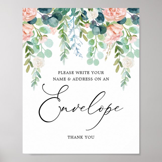 Blush Garden Baby Shower Address Envelope Logo Poster (Vorne)