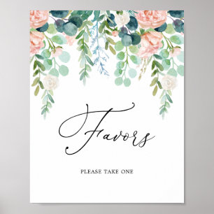 Blush Garden Baby Shower Favorit Schild