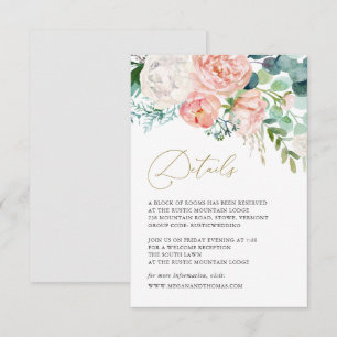 Blush Garden Floral Wedding Details Card Einladung