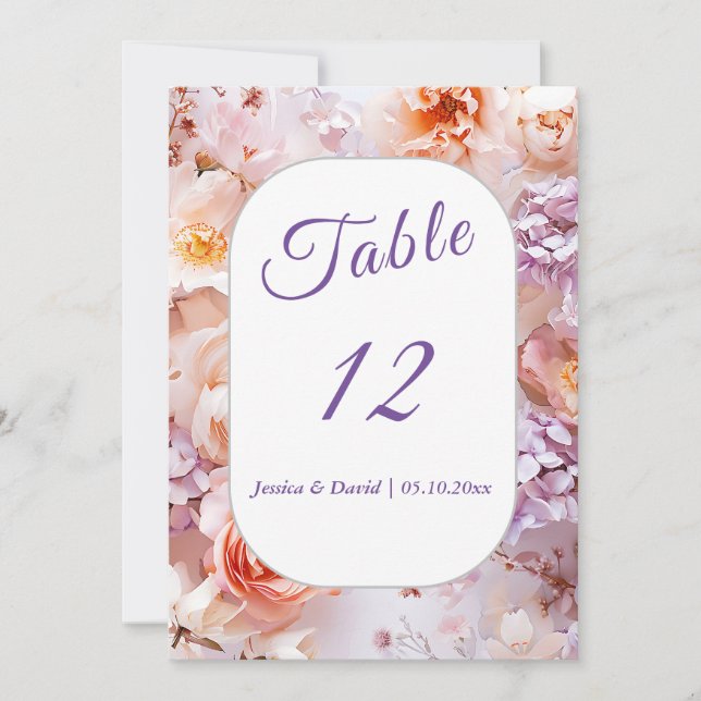 Blush Garden Romantische Hochzeitsfeier Tischnumme Einladung (Vorderseite)