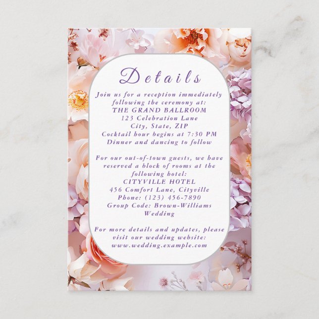 Blush Garden Romantische Hochzeitskarte Begleitkarte (Vorderseite)