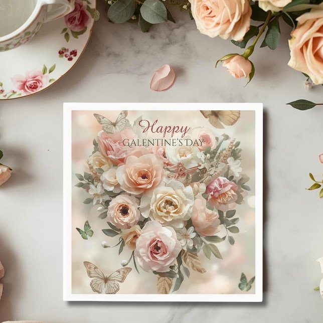 Blush Garden Roses Galentine Tea Party Florals Serviette (Von Creator hochgeladen)