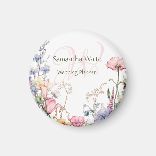 Blush Garden Watercolor Personalized  Magnet (Vorne)