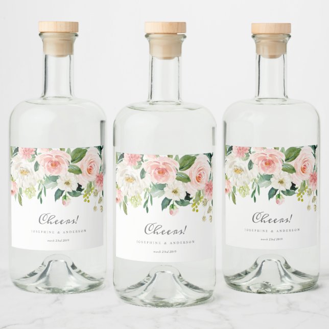 Blush-Gastgeschenk Hochzeit Alkoholflaschenetikett (Flaschen)