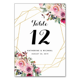 Blush-Geometric Wedding-Tischnummern Tischnummer