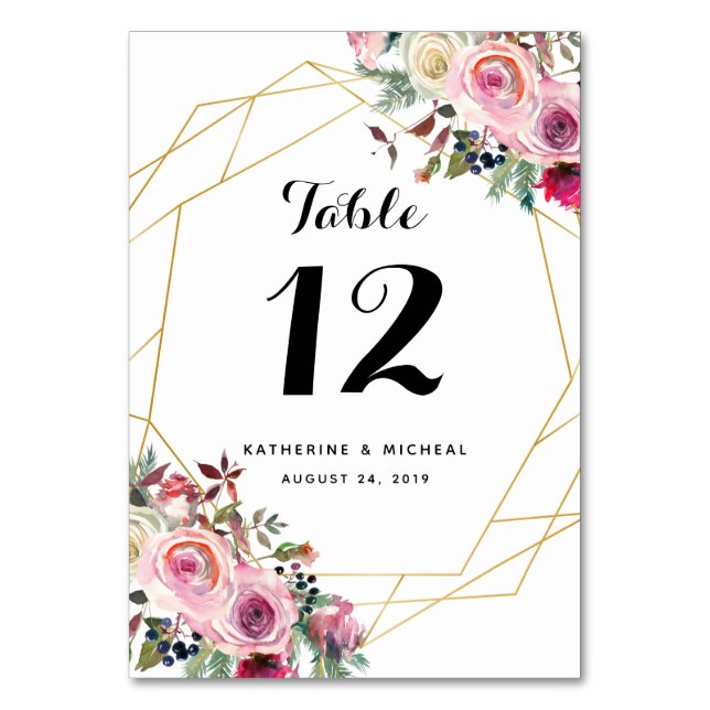 Blush-Geometric Wedding-Tischnummern Tischnummer (Vorderseite)