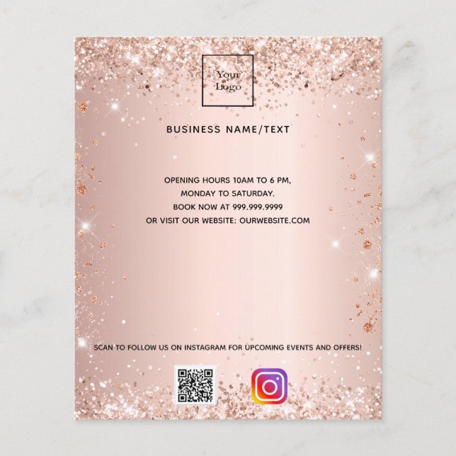 Blush Geschäftslogo QR-Code Instagram-Rose Flyer (Vorne)