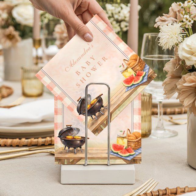 Blush Gingham Baby Q Baby Shower Serviette (Von Creator hochgeladen)