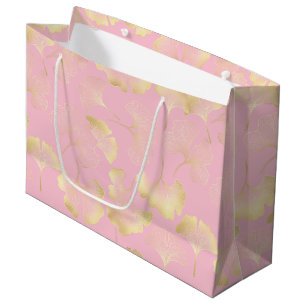 Blush Ginkgo Luxe – Gold Botanical auf Rosa (5) Große Geschenktüte