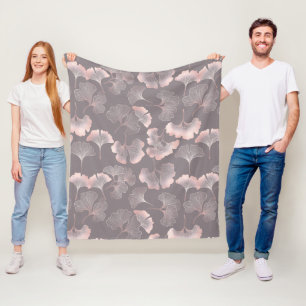 Blush Ginkgo Luxe – Gold Botanical auf Schwarz (6) Fleecedecke