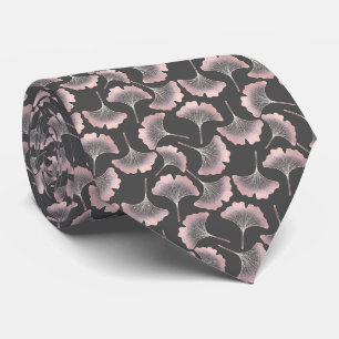Blush Ginkgo Luxe – Gold Botanical auf Schwarz (8) Krawatte