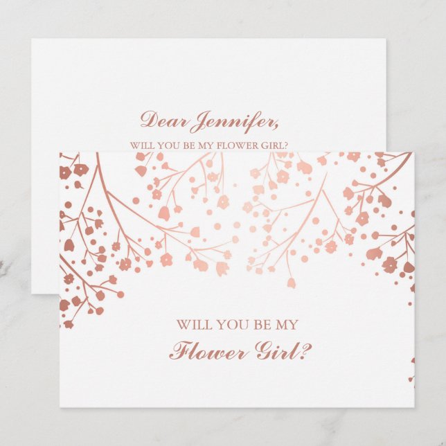 Blush Gipskraut Hochzeitsblume Einladung (Vorne/Hinten)