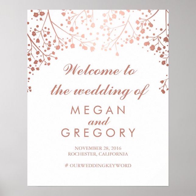 Blush Gipskraut Wedding Welcome Sign Poster (Vorne)