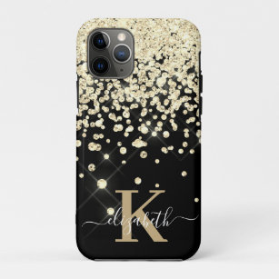 Blush Glam Black Gold Diamond Confetti Mit Monogra Case-Mate iPhone Hülle