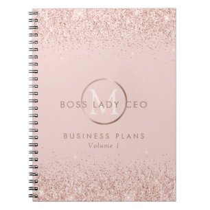 Blush Glitzer Boss Lady CEO Monogram Notizblock