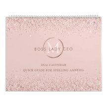Blush Glitzer Boss Lady CEO Monogram Spelling