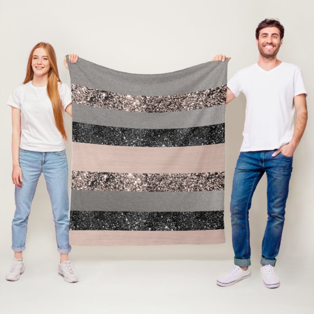 Blush Glitzer Glam Streifen #1 #gliny Fleecedecke (Beispiel)