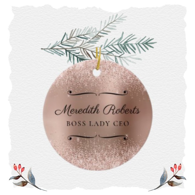 Blush Glitzer Rose Gold Boss Lady CEO Personalisie Keramik Ornament (Von Creator hochgeladen)