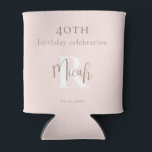 Blush & Gold 40. Geburtstag Party II Dosenkühler<br><div class="desc">40. Geburtstag Frau kann kälter werden. Neuer Nachname Initial. Name & Datum. Rose und Gold. elegant.</div>