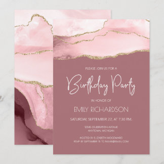 Blush Gold Agate Dusty Rose jedes Jahr Geburtstag Einladung