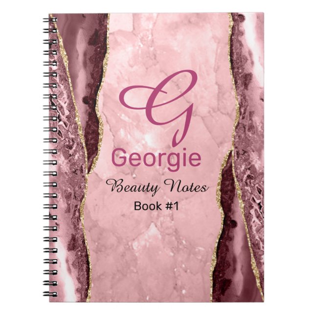 Blush & Gold Agate Notebook Notizblock (Vorderseite)