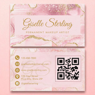 Blush Gold Agate QR Code Visitenkarte