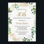 Blush Gold Aquarellbrand 30. Geburtstag Einladung<br><div class="desc">Hübscher,  grauer und goldener,  blumiger Wasserkranz zum Geburtstag Einladung.</div>