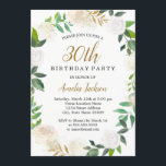 Blush Gold Aquarellbrand 30. Geburtstag Einladung<br><div class="desc">Hübscher,  grauer und goldener,  blumiger Wasserkranz zum Geburtstag Einladung.</div>