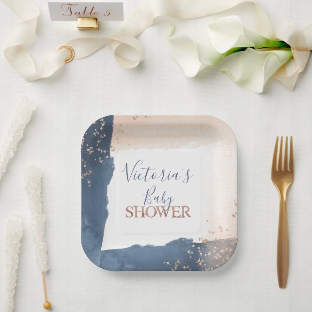 Blush Gold Baby Dusche Pappteller (Hochzeit)