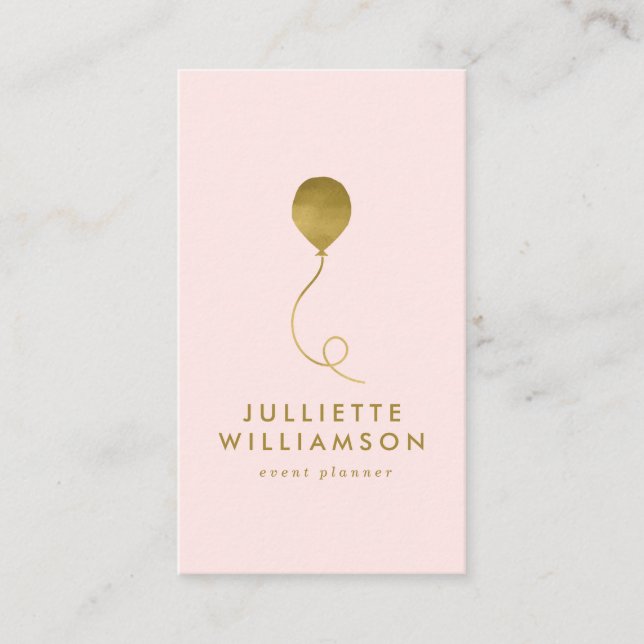 Blush & Gold Ballon Event Plane Social Media Visitenkarte (Vorderseite)