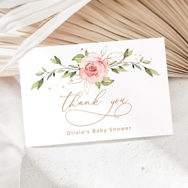 Blush gold Blumenbaby Dusche Danke Karte (Von Creator hochgeladen)