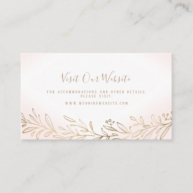 Blush gold botanische Hochzeitswebsite Beilage Kar Platzkarte (Vorderseite)