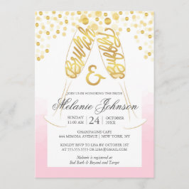 Blush Gold Bridal Brunch et Bubbly Invitation