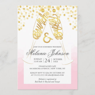 Blush Gold Bridal Brunch et Bubbly Invitation