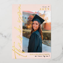 Blush Gold Calligraphy Foto Abschluss Vielen Dank