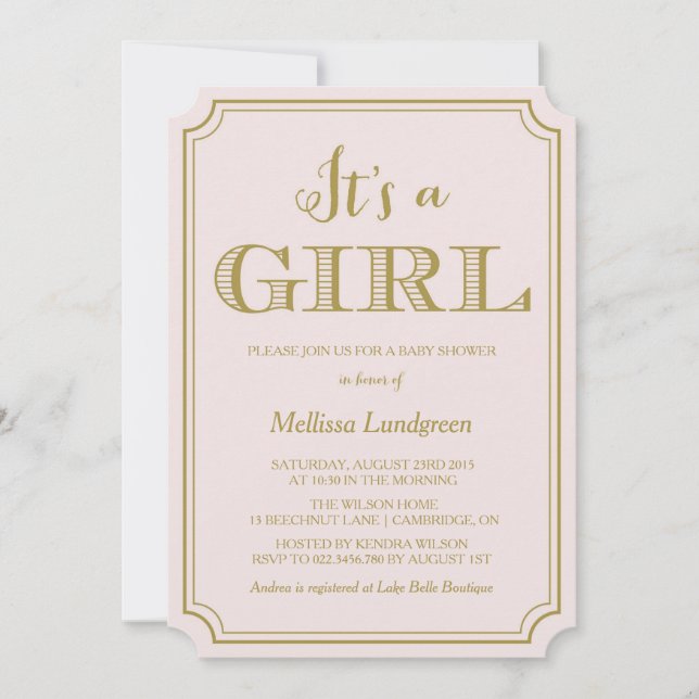 Blush & Gold C'est une invitation de Baby shower f (Devant)